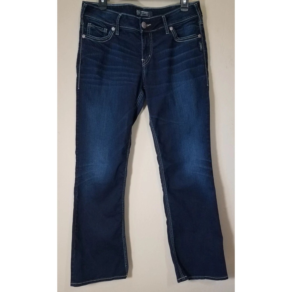 Silver Suki Jeans Women size 31 Mid Slim Boot Stretch Denim Blue Pants